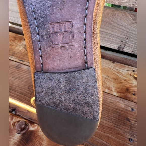 Frye Carson Ballet Flat Cognac Brown Leather Shoes - Picture 4 of 6